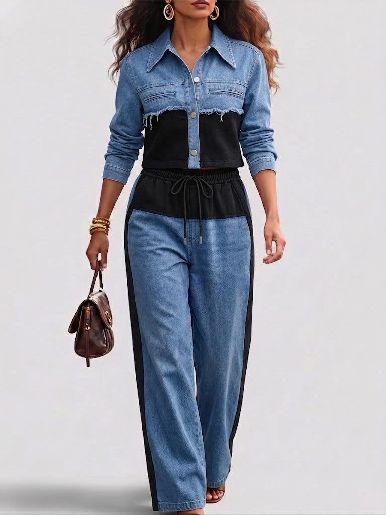 Britta | Color-Block Cropped Set