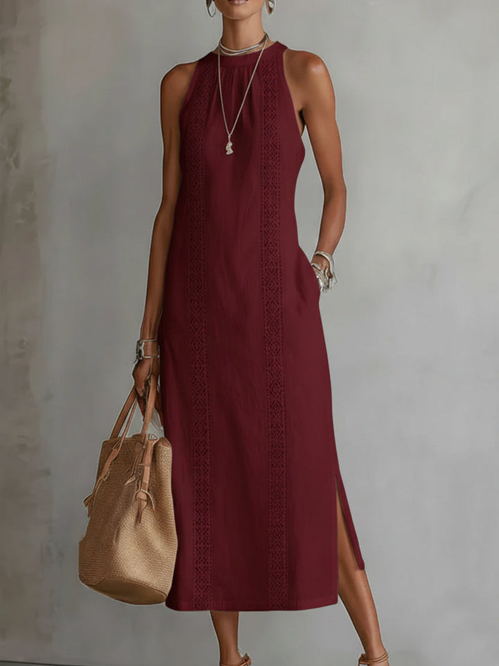 Lottie | Elegant Mao Collar Midi Dress