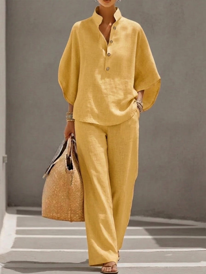 Lorna | Set with Batwing Sleeves and Wide-Leg Pants