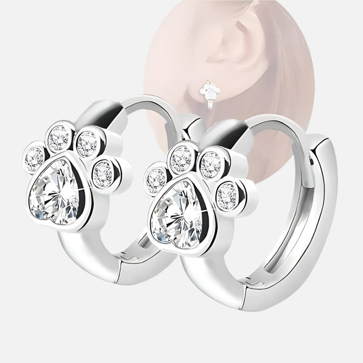Thomasine | Crystal Paw Huggie Earrings