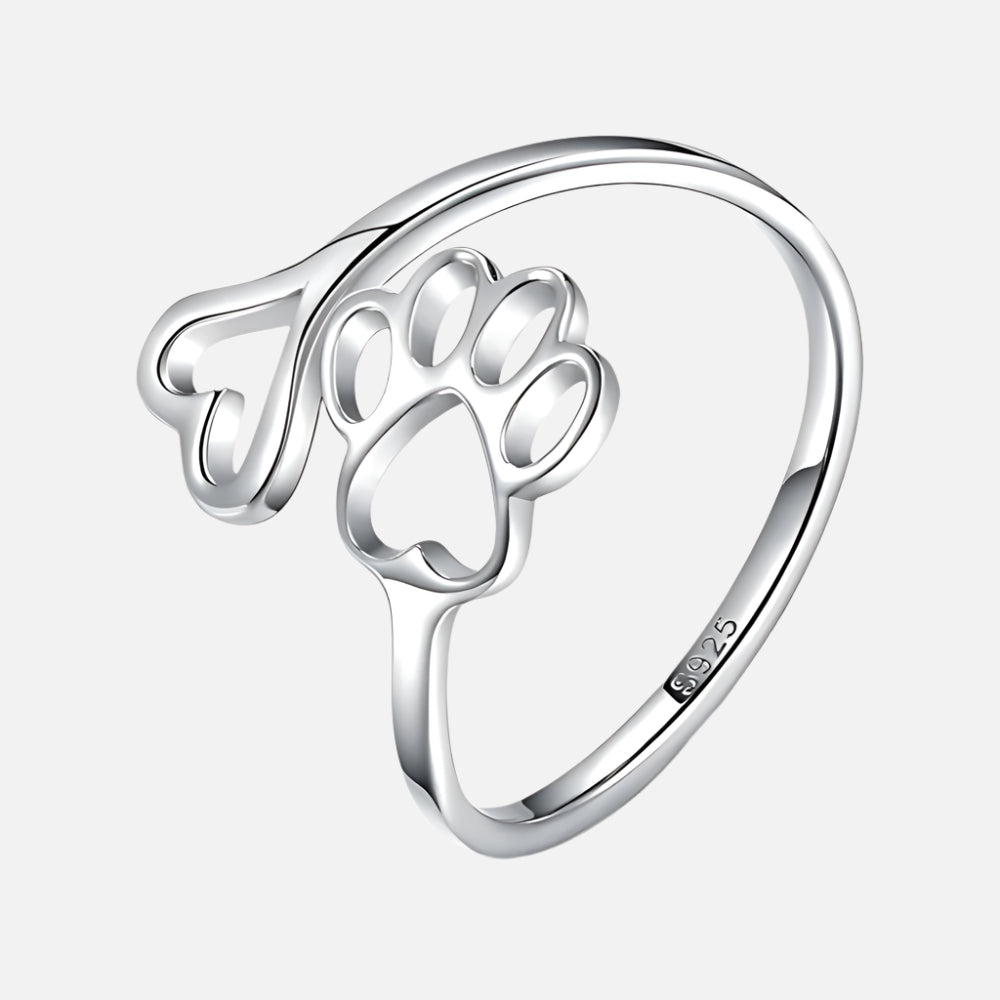 Donatella | Sterling Silver Paw Heart Ring