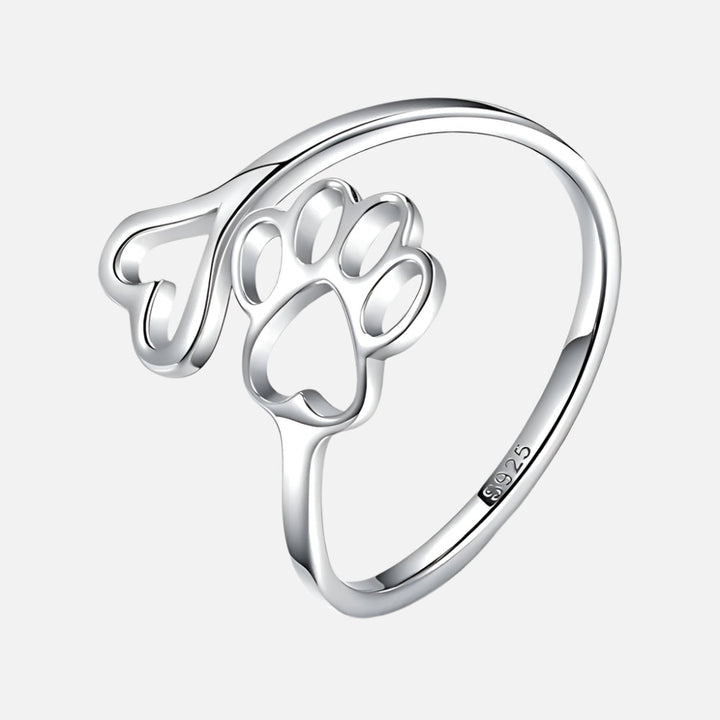 Donatella | Sterling Silver Paw Heart Ring