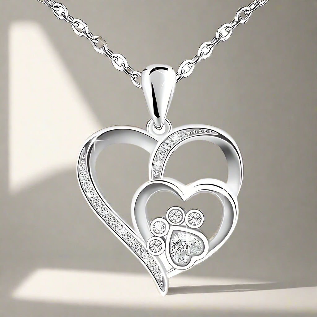 Xia | Sterling Silver Paw Heart Necklace