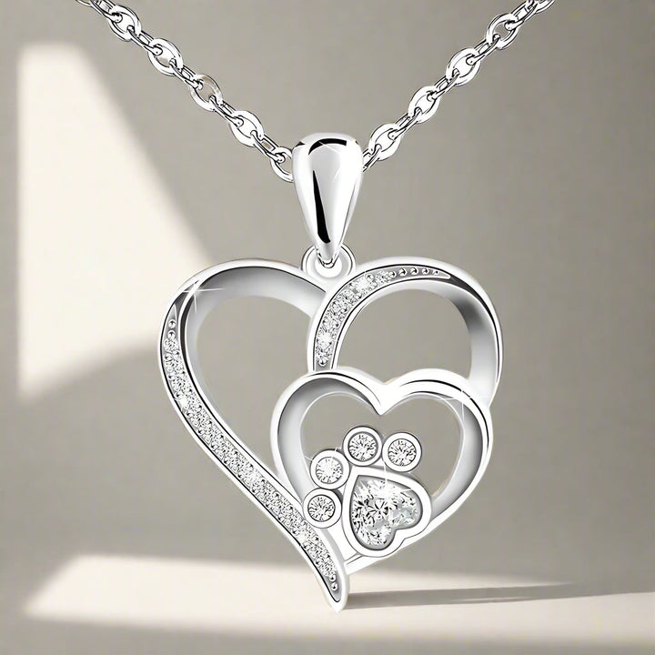 Xia | Sterling Silver Paw Heart Necklace