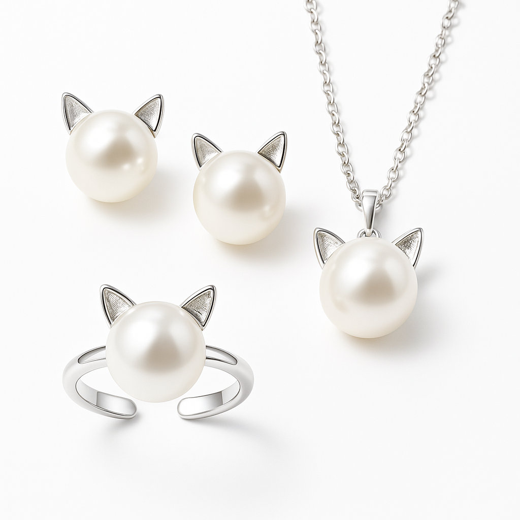 Wilda | Pearl Cat Jewelry Set