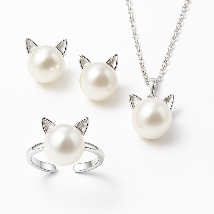 Wilda | Pearl Cat Jewelry Set