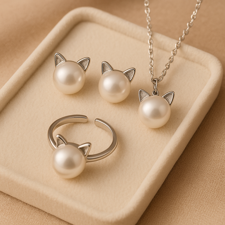 Wilda | Pearl Cat Jewelry Set