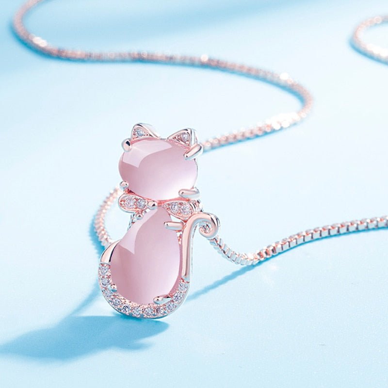 Posy | Pink Stone Cat Necklace