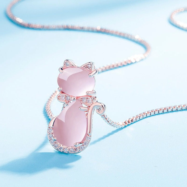 Posy | Pink Stone Cat Necklace