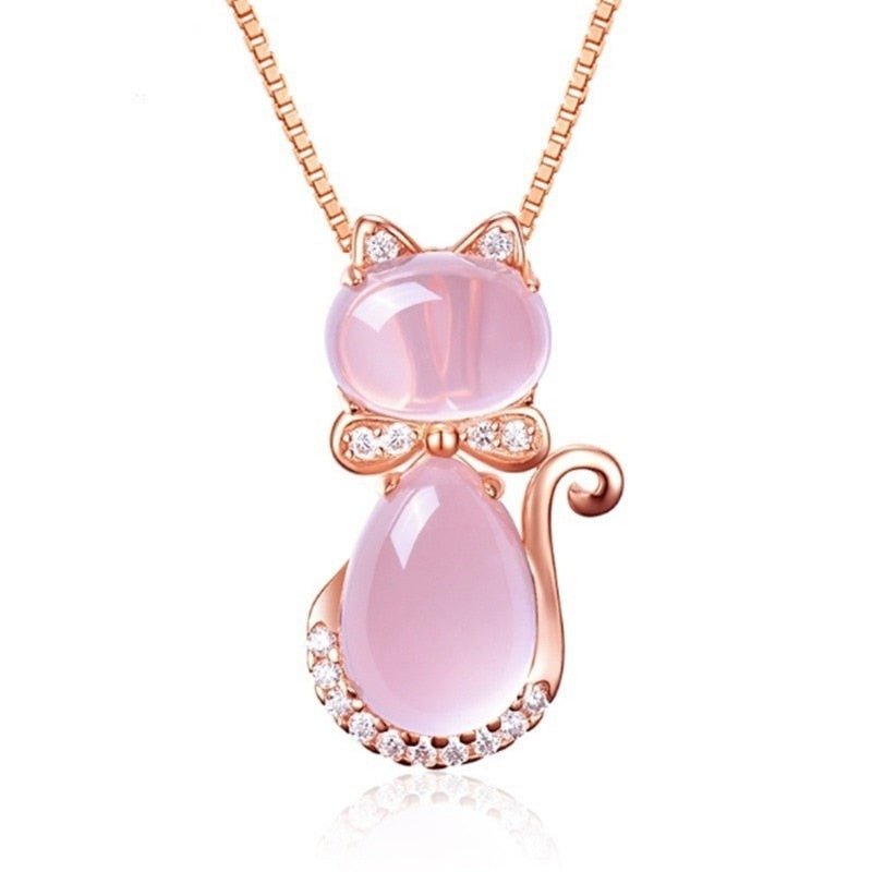 Posy | Pink Stone Cat Necklace
