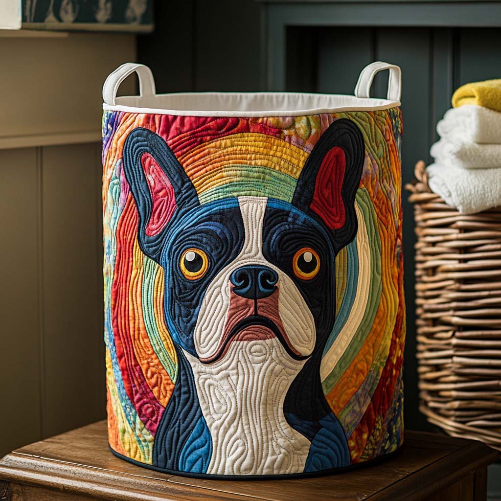 Sarah | Rainbow Boston Terrier Basket