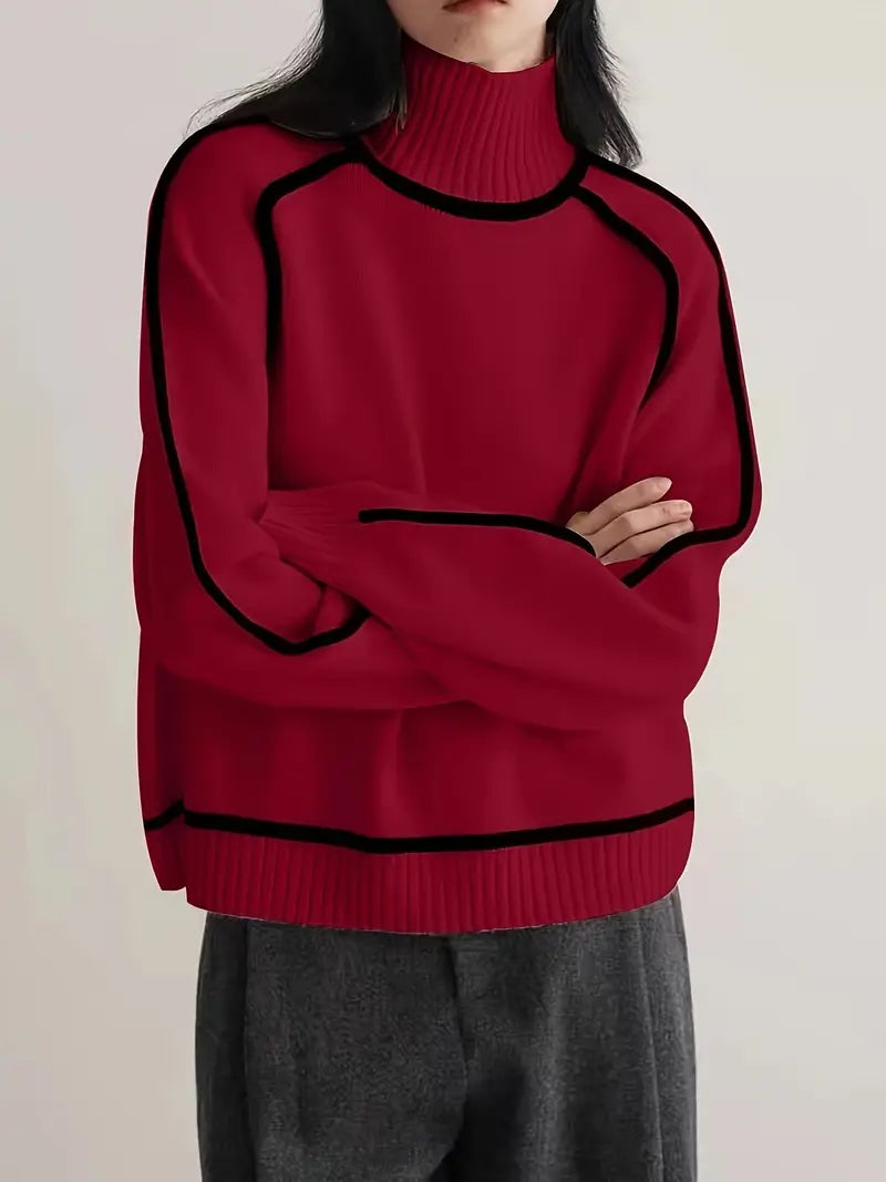 Corenne | Piped Turtleneck Sweater