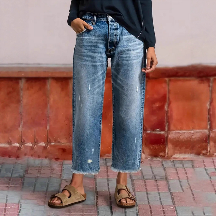 Harper | Retro Short Straight Jeans