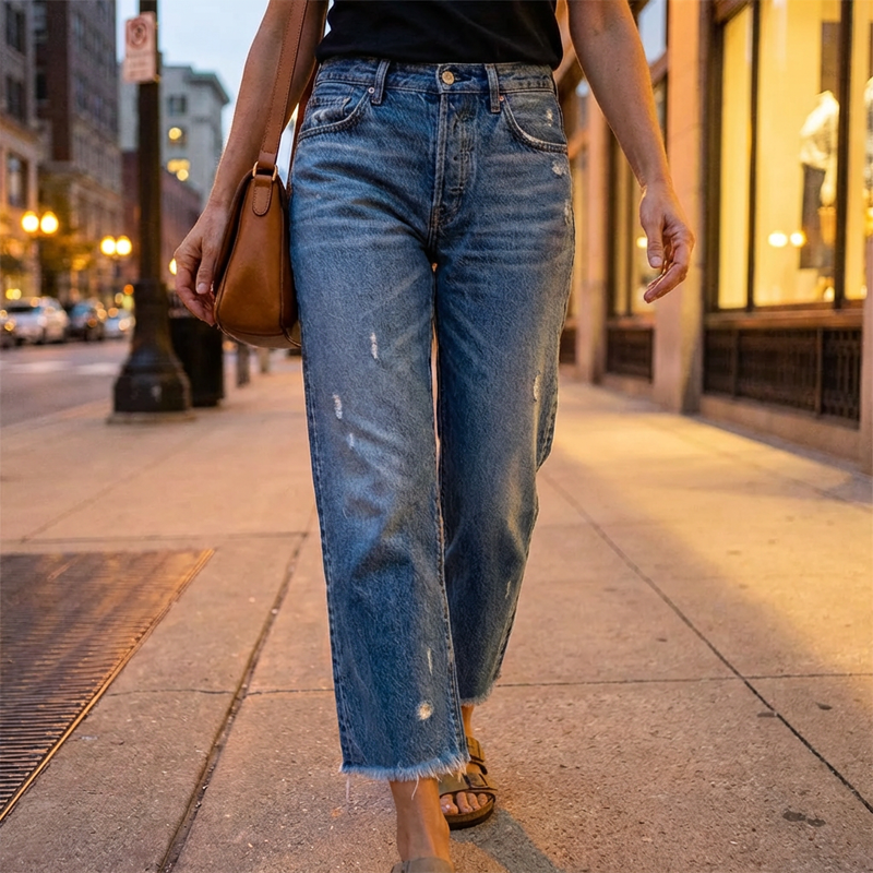 Harper | Retro Short Straight Jeans