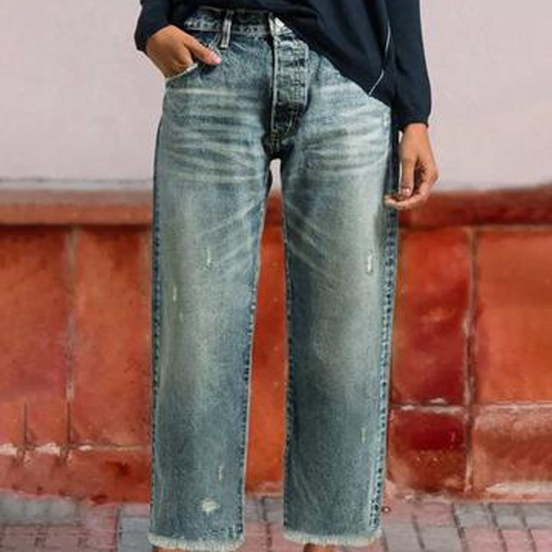 Harper | Retro Short Straight Jeans