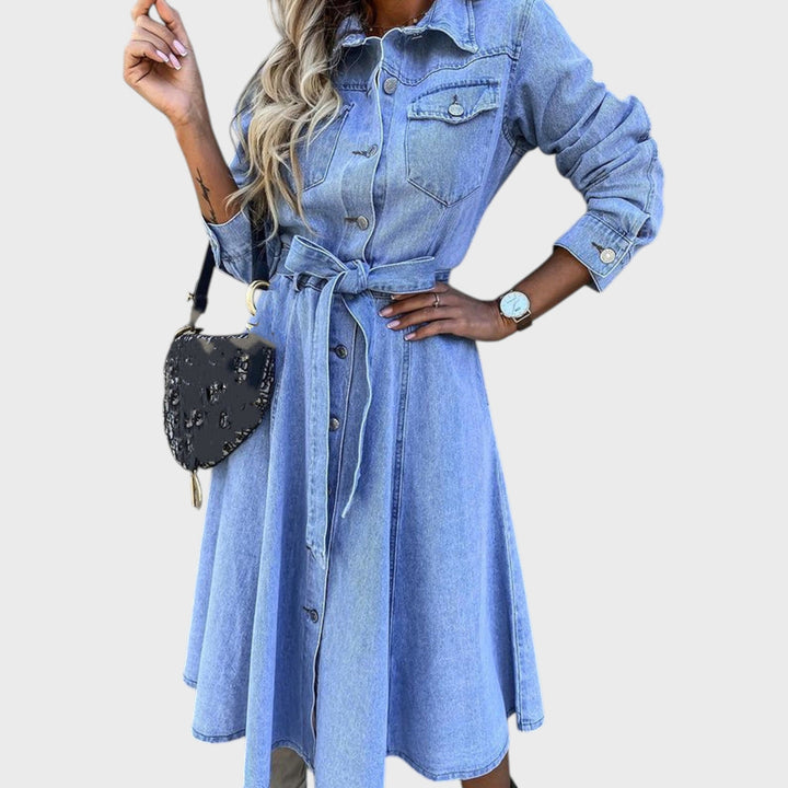 Luna | Long Sleeve Denim Dress