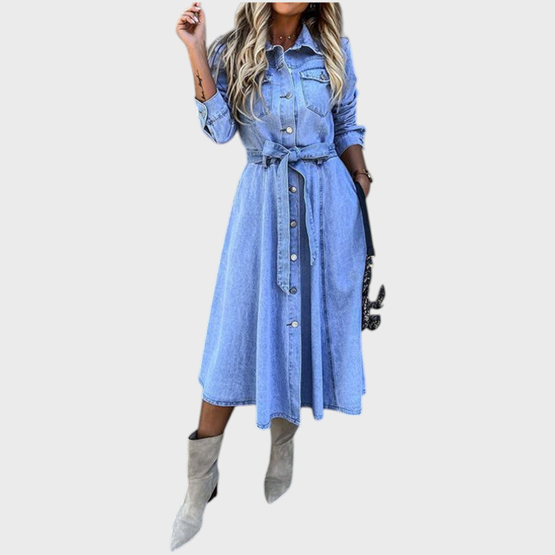 Luna | Long Sleeve Denim Dress