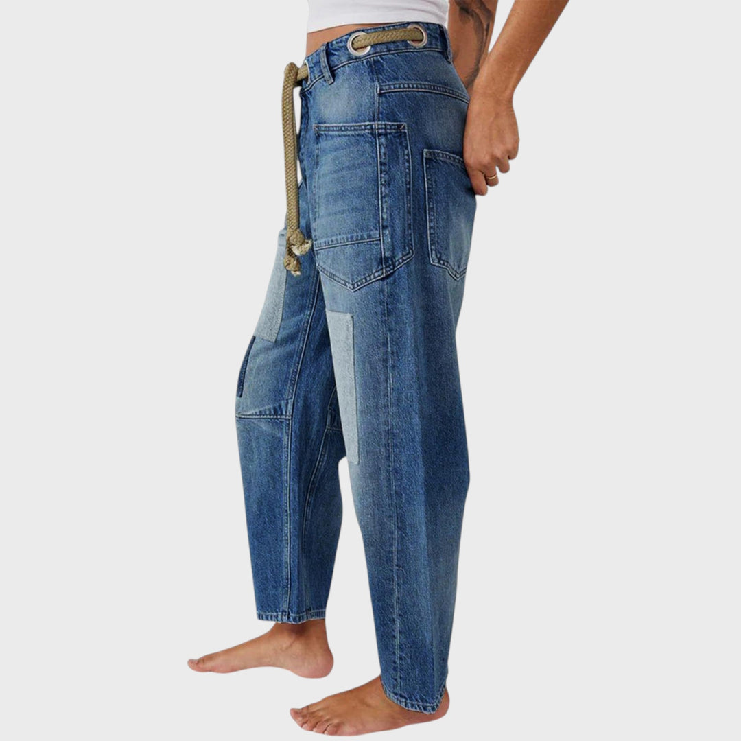 Margaret | Patchwork Drawstring Jeans