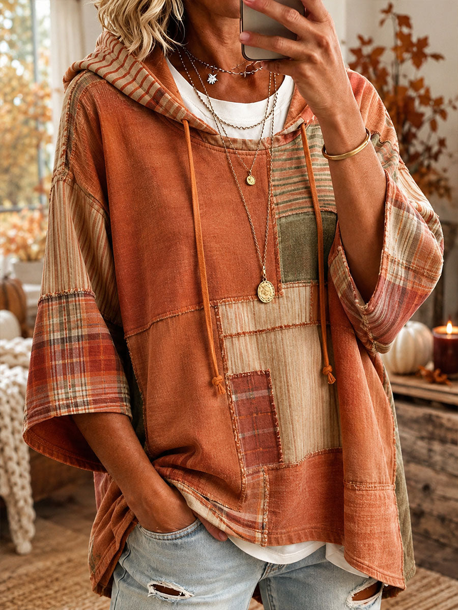 Gaye | Autumn Patchwork Oversized Hoodie