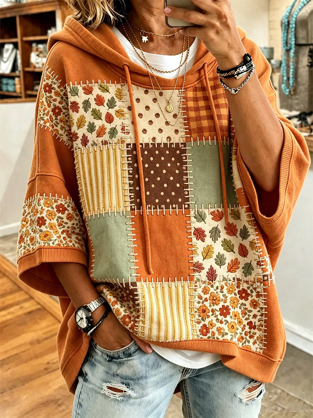 Sinéad | Autumn Leaf Print Hoodie