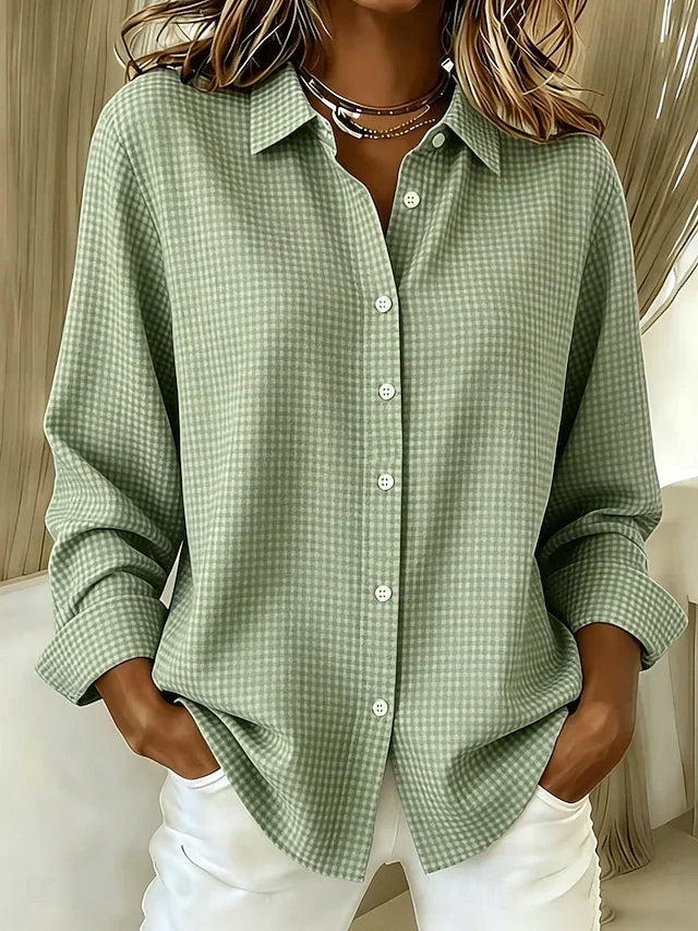 Xenia | Relaxed Gingham Button Blouse