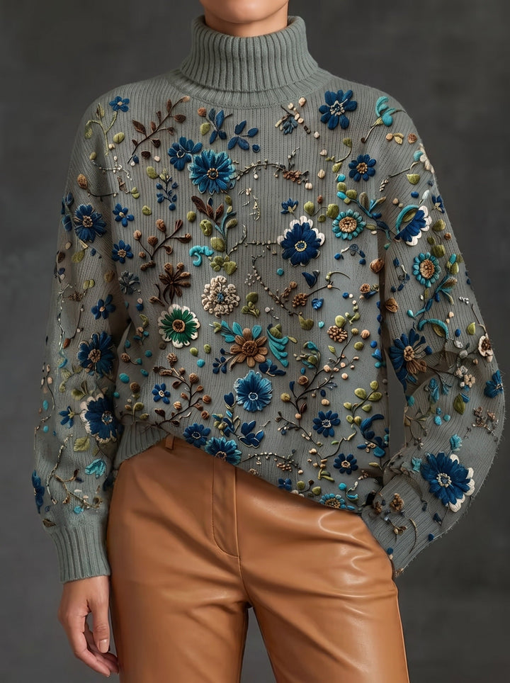 Camryn | Botanical Turtleneck Sweater