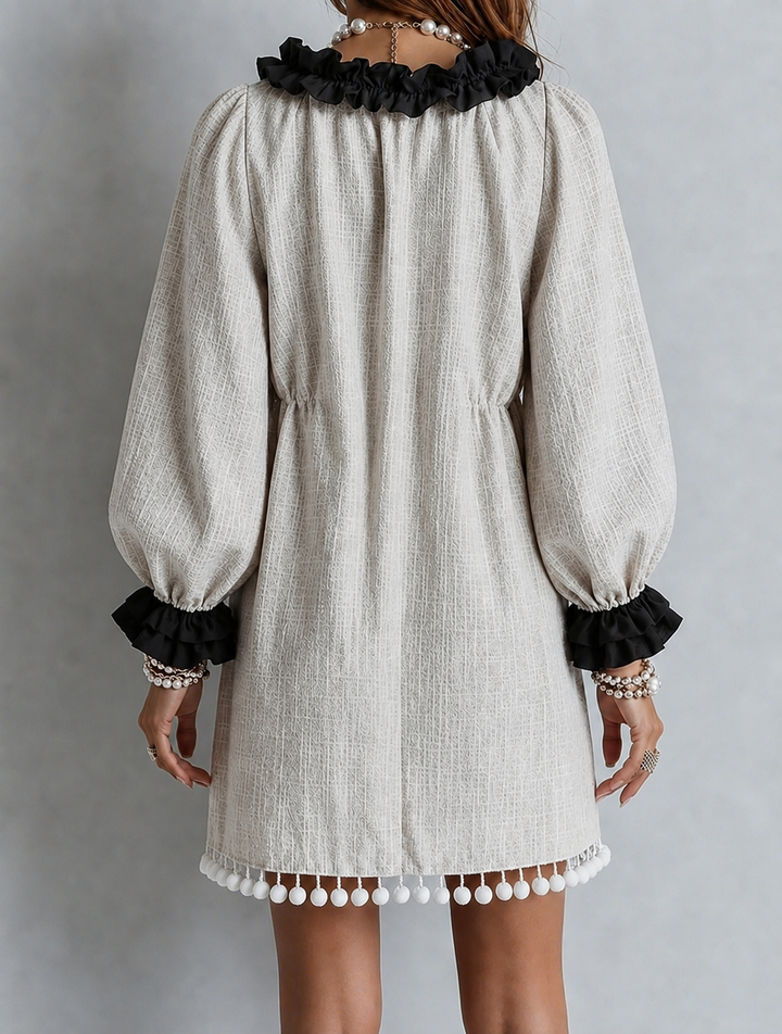 Kali | Ruffle-Trim Puff Sleeve Dress
