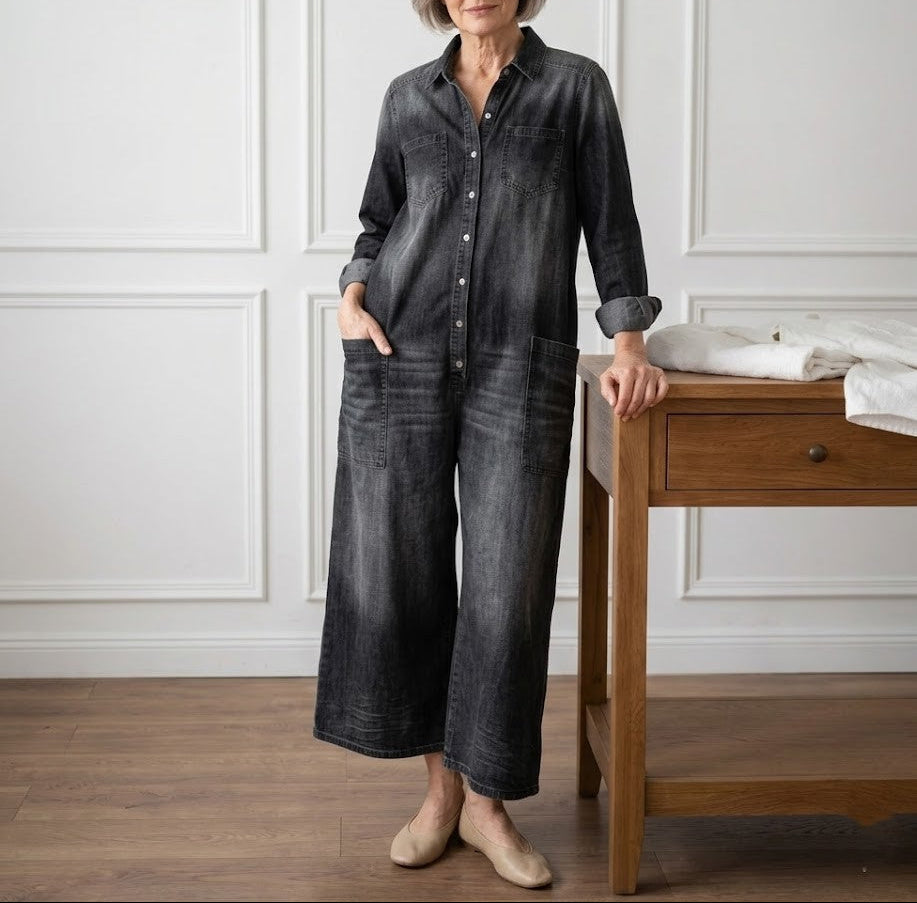 Harper | Relaxed Wide-Leg Denim Jumpsuit