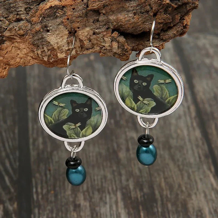 Bracha | Black Cat Dangle Earrings