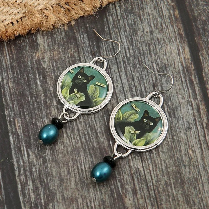 Bracha | Black Cat Dangle Earrings